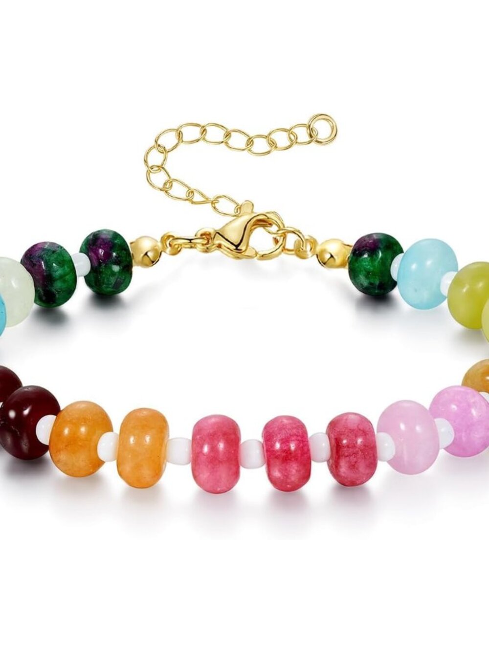 Adjustable Boho Beaded Bracelet for Women - Colorful Gemstone Summer Jewelry
